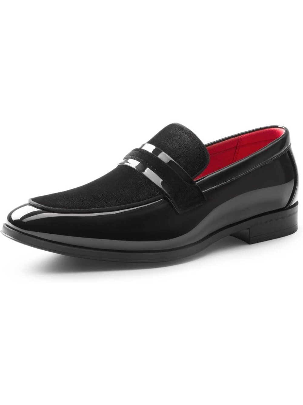 Men's All Black Tuxedo Patent Loafers Classic Velvet Slip-on Dress Shoes